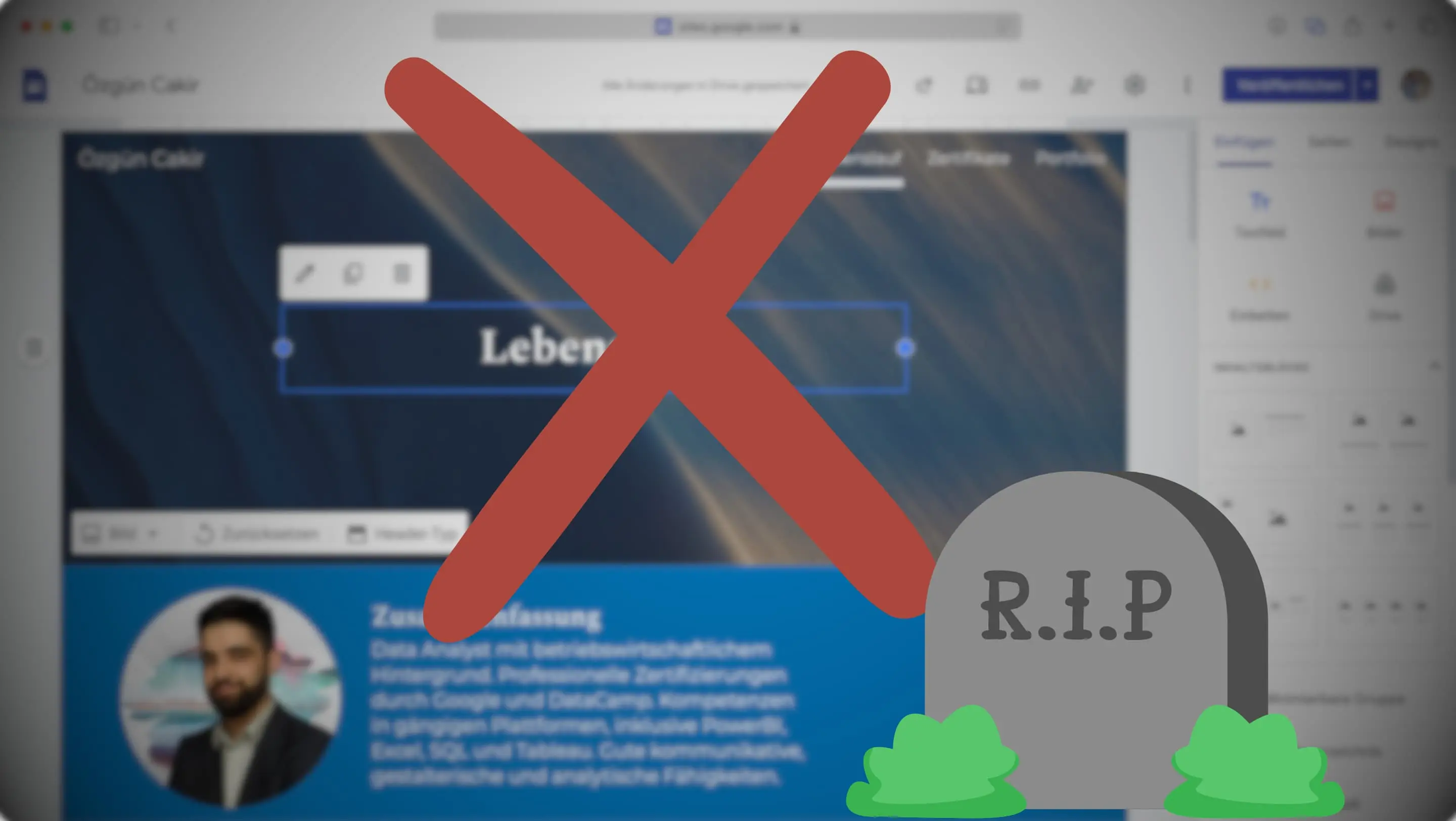 Visualisierung des Endes mit Google Sites