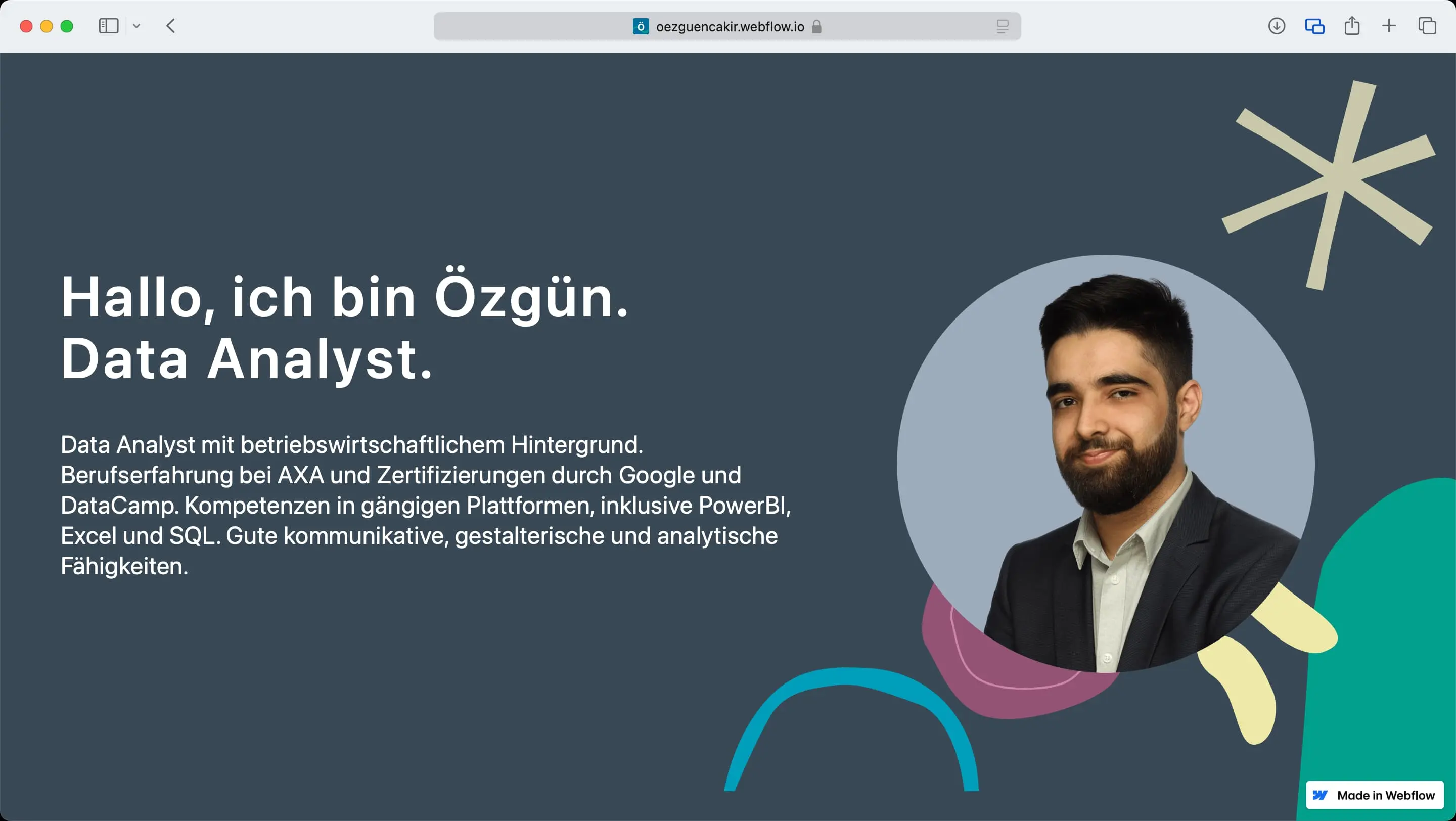 Screenshot der alten Webflow-Seite